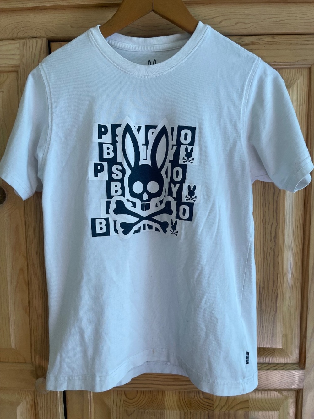 Psycho Bunny White Tee with Black Logo Graphic boys XL